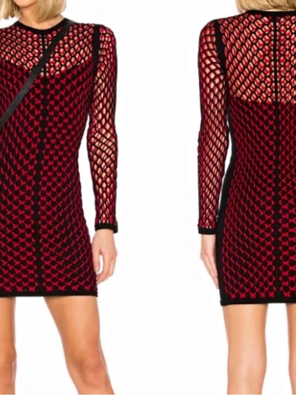 rag & bone Red and Black Mesh Mini Dress